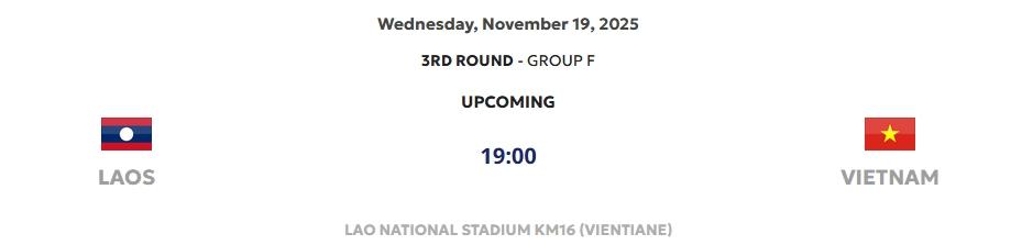 Trận Lào vs Việt Nam dời sang ngày 19/11